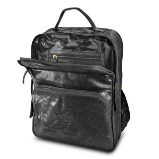 Pierre Cardin Leather Backpack (Black) — Front