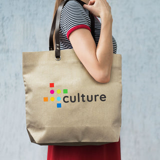 Flax Tote Bag (Natural/Brown) — Feature