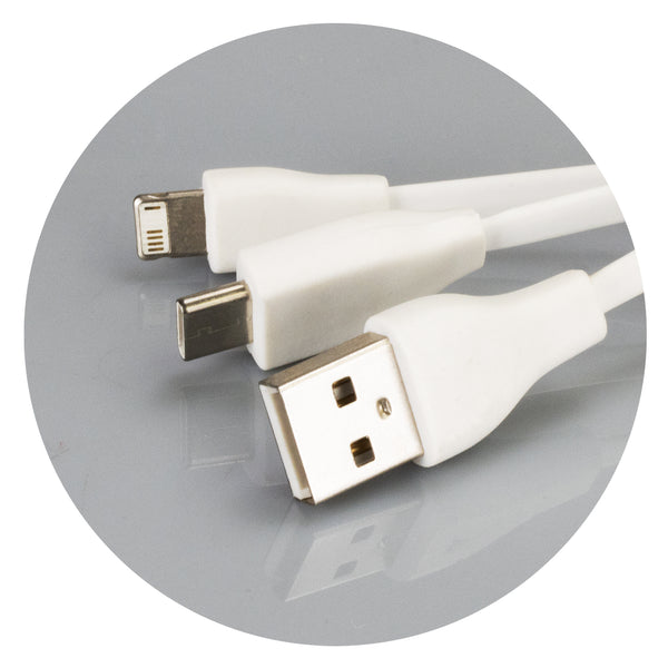 Flax Charging Cable Key Ring - Rectangle (Natural)