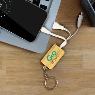 Flax Charging Cable Key Ring - Rectangle (Natural) — Feature