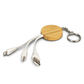 Flax Charging Cable Key Ring - Round (Natural) — Natural