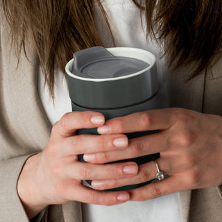 Basin Ceramic Coffee Cup (Petrol Blue) — Feature