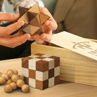 Beech Wooden Brain Teaser Set (Natural) — Feature