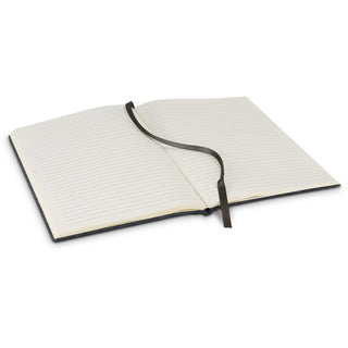 Linen RPET Felt Soft Cover Notebook (Charcoal) — Open