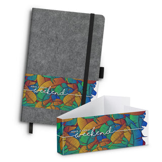 Grain RPET Felt Hard Cover Notebook (Grey) — Belly Band