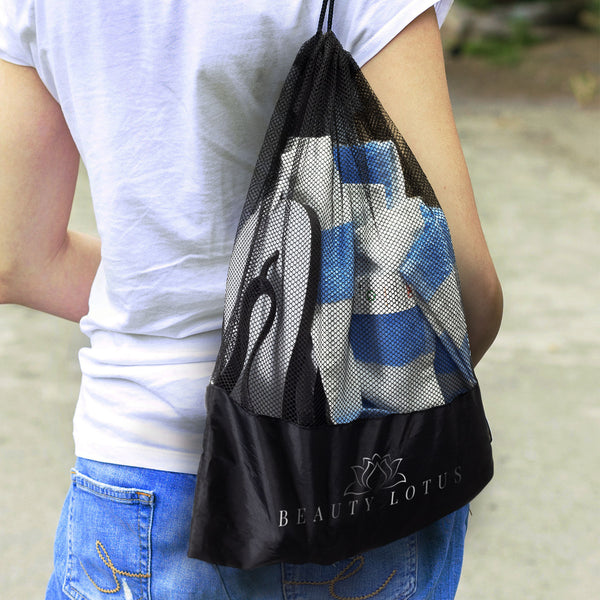 Mesh Drawstring Mesh Bag (White)