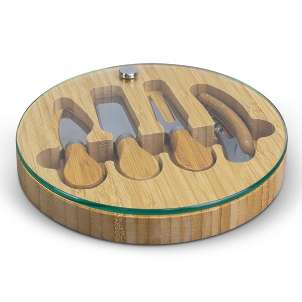 NATURA Glass & Bamboo Cheese Board (Clear/Natural)