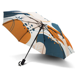 Arc Full Colour Compact Umbrella (White) — Open