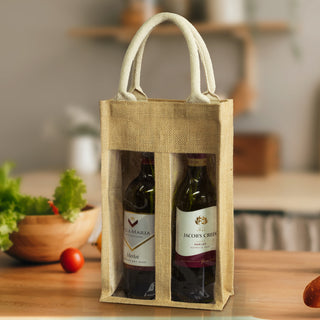 Vineyard Jute Double Wine Carrier (Natural) — Feature