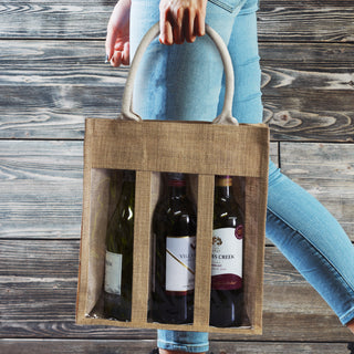 Vineyard Jute Triple Wine Carrier (Natural) — Feature