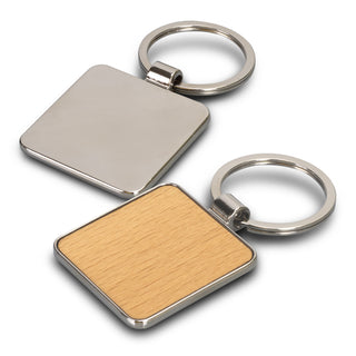 Fob Key Ring - Square (Silver/Natural) — Silver - Back