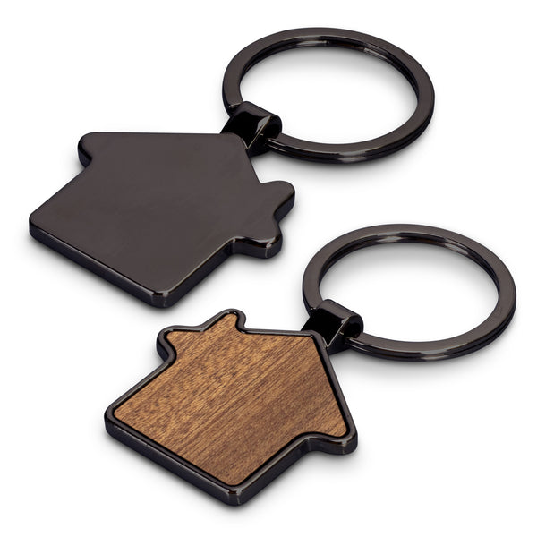 Tab House Shaped Key Ring (Silver/Natural)
