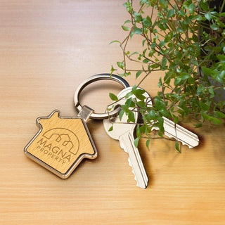 Tab House Shaped Key Ring (Silver/Natural) — Feature