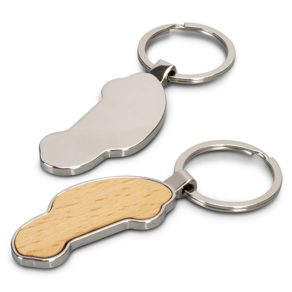 Burr Car Shaped Key Ring (Silver/Natural)