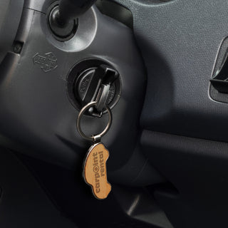 Burr Car Shaped Key Ring (Silver/Natural) — Feature