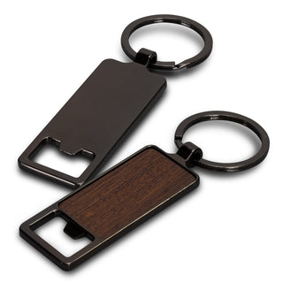 Santo Bottle Opener Key Ring (Silver/Natural) — Gunmetal - Back