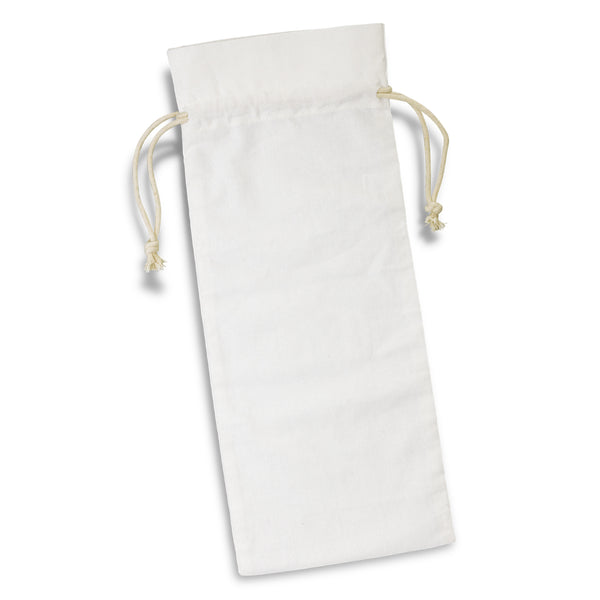 Flax Cotton Wine Drawstring Bag (White)