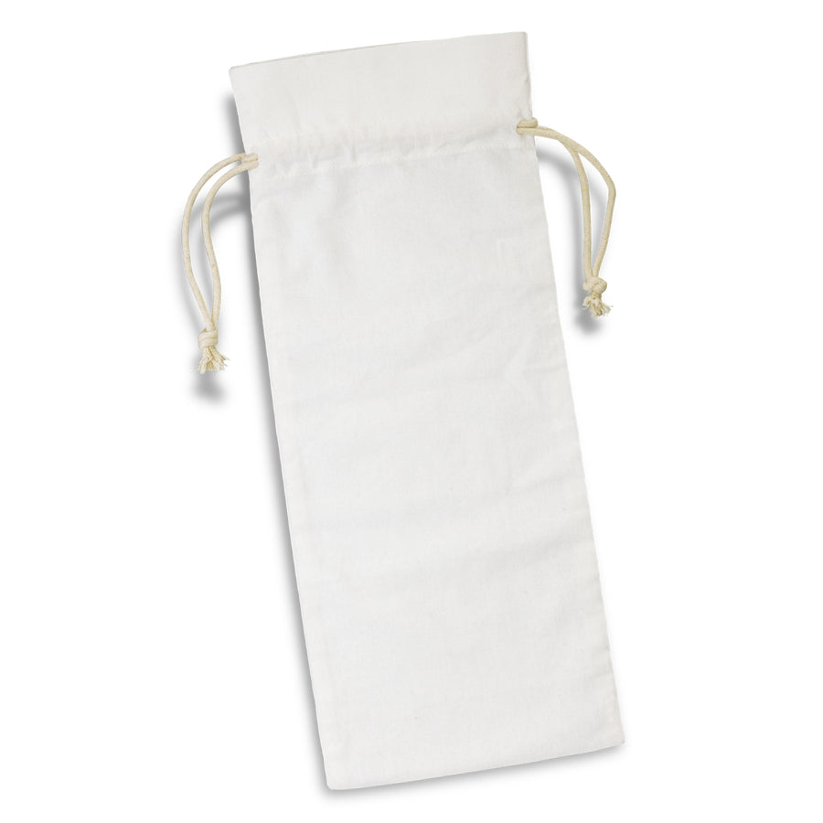 Flax Cotton Wine Drawstring Bag (White)