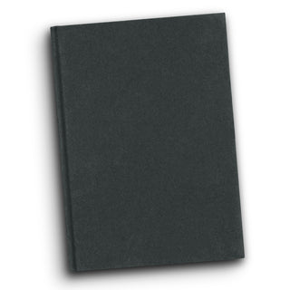 Linen Hard Cover Notebook (Navy) — Black - Closed