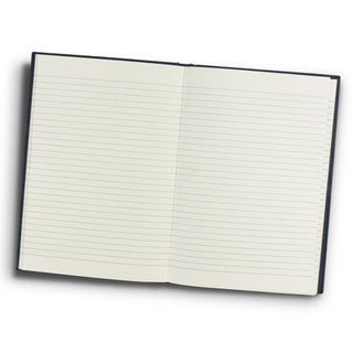 Linen Hard Cover Notebook (Navy) — Navy - Open