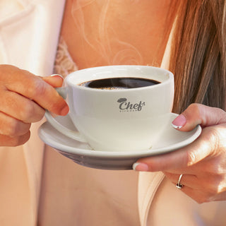 Basin Chai Cup and Saucer (White) — Feature