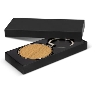Pin Key Ring - Round (Silver/Natural) — Silver - Gift Box
