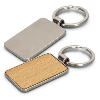 Tack Key Ring - Rectangle (Silver/Natural) — Silver - Back