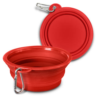 Companion Silicone Collapsible Pet Bowl (White) — Red