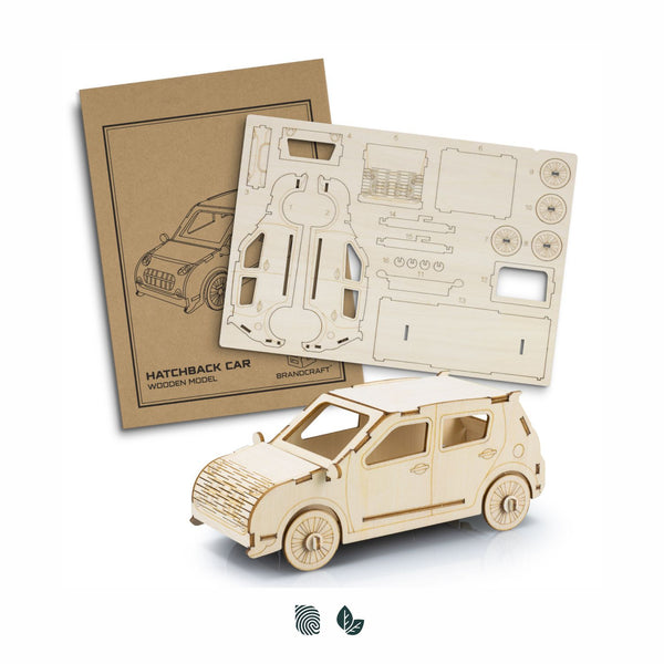 BRANDCRAFT Hatchback Car Wooden Model (Natural)