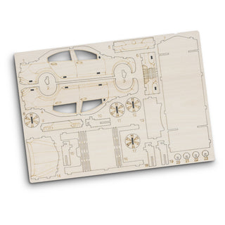 BRANDCRAFT Sedan Car Wooden Model (Natural) — Flat Sheet