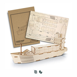 BRANDCRAFT Cargo Ship Wooden Model (Natural) — Impact Aware