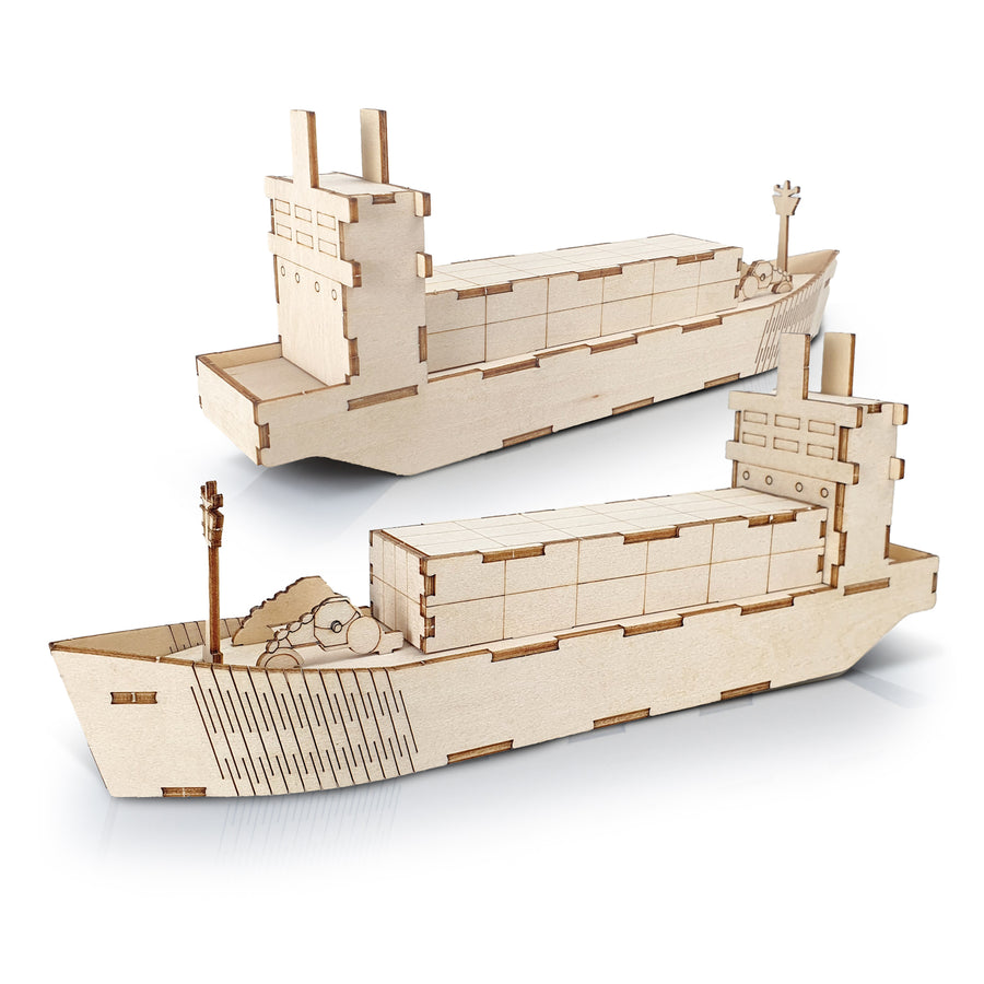 BRANDCRAFT Cargo Ship Wooden Model (Natural)