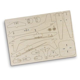 BRANDCRAFT Jet Plane Wooden Model (Natural) — Flat Sheet