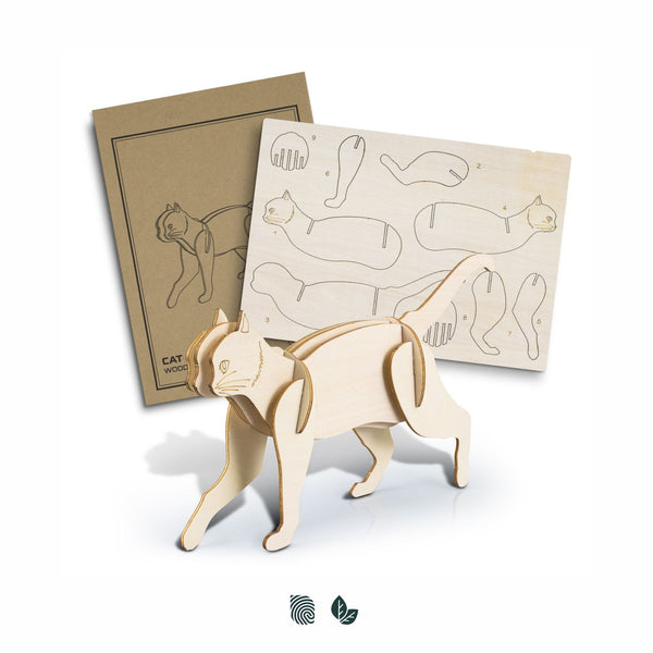 BRANDCRAFT Cat Wooden Model (Natural)