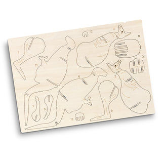 BRANDCRAFT Kangaroo Wooden Model (Natural) — Flat Sheet