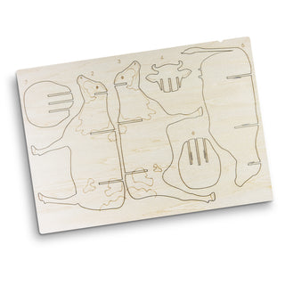 BRANDCRAFT Cow Wooden Model (Natural) — Flat Sheet