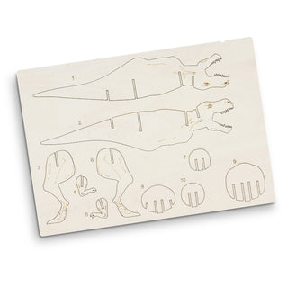 BRANDCRAFT Tyrannosaurus Rex Wooden Model (Natural) — Flat Sheet