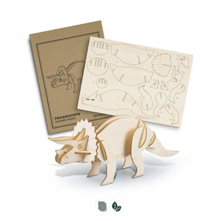 BRANDCRAFT Triceratops Wooden Model (Natural) — Impact Aware