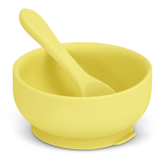 Basin Kids Suction Bowl Set (Pale Blue) — Yellow