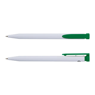 Sage Recycled Plastic Pen (White/Dark Green)