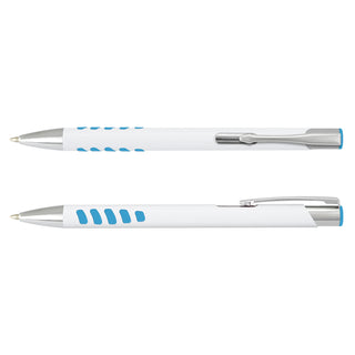 Onyx Grip Pen - White Barrel (White/Light Blue)