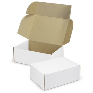 Vault Die Cut Box with Locking Lid - 300x225x113mm (White/Natural)