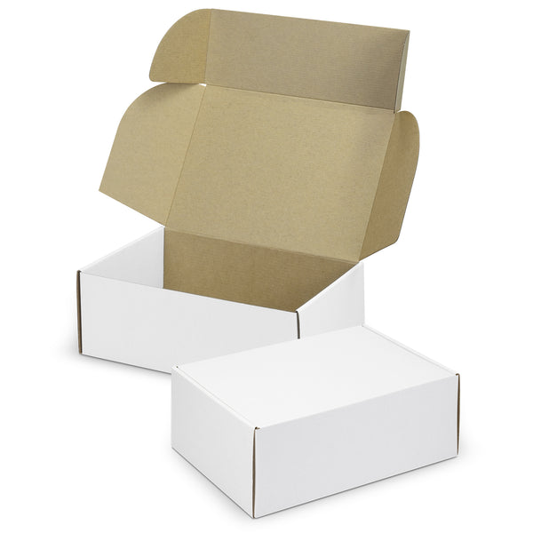 Vault Die Cut Box with Locking Lid - 300x225x113mm (White/Natural)