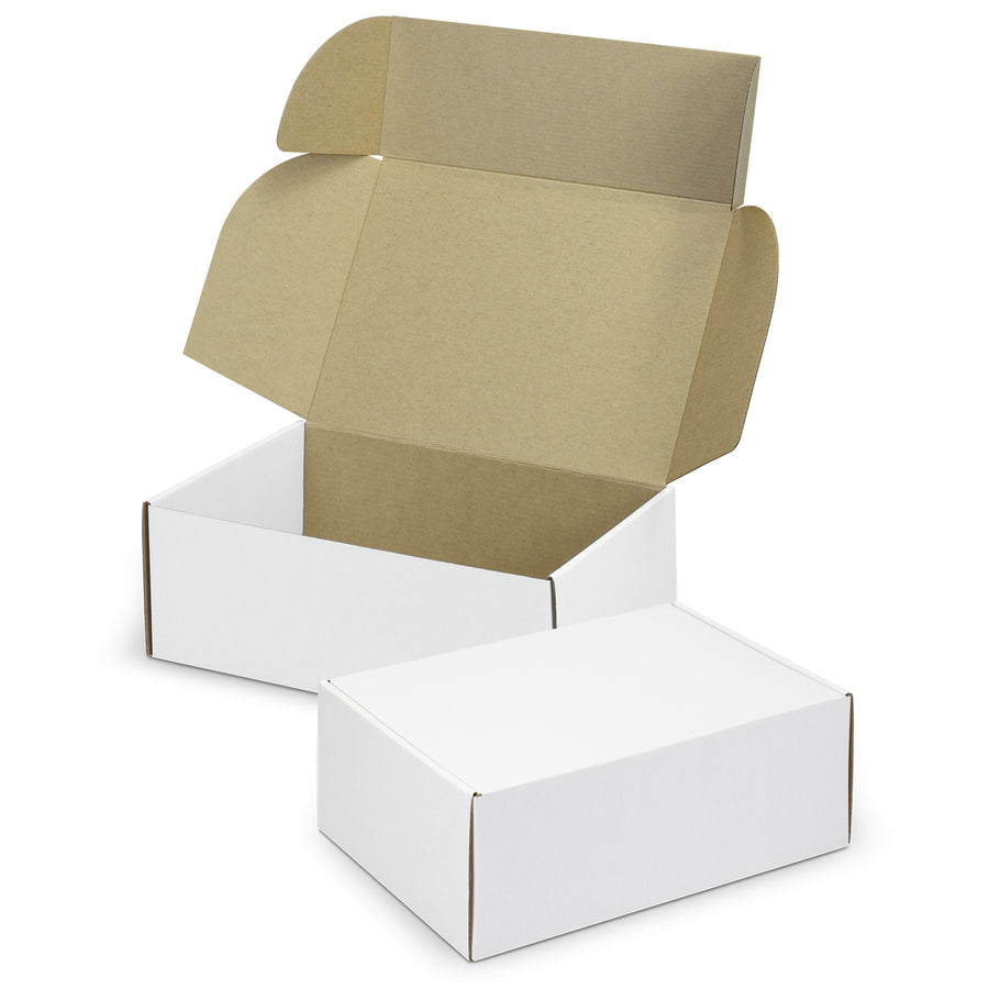 Vault Die Cut Box with Locking Lid - 300x225x113mm (White/Natural)