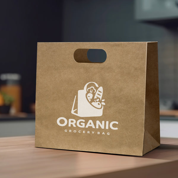 Kraft Large Die Cut Paper Bag Landscape (Black)