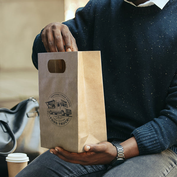 Kraft Medium Die Cut Paper Bag Portrait (Black)