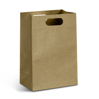 Kraft Large Die Cut Paper Bag Portrait (Natural) — Detail