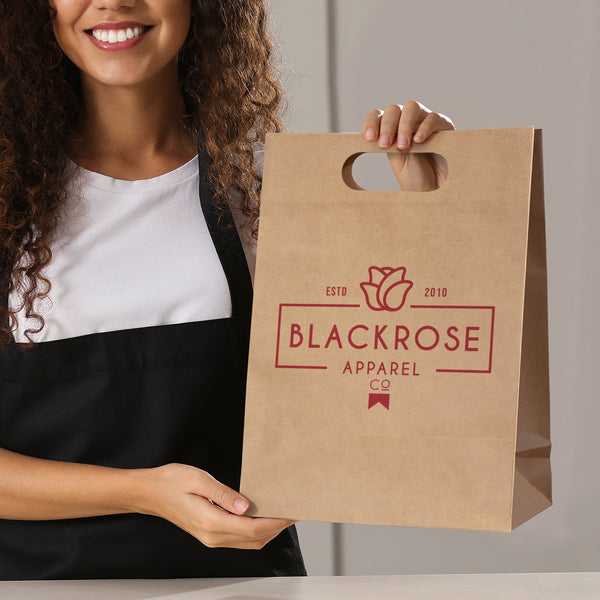 Kraft Large Die Cut Paper Bag Portrait (White)