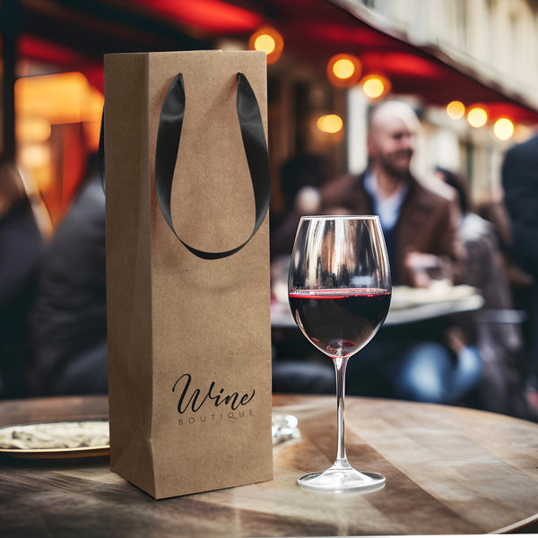 Vineyard Ribbon Handle Paper Bag (Black)