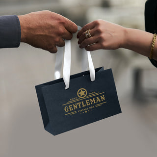 Boutique Small Ribbon Handle Paper Bag (Black) — Feature